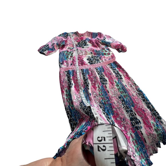 Vintage 80’s Diane Freis Georgette Colorful Abstract Pattern Drop Waist Dress OS - Picture 9 of 16